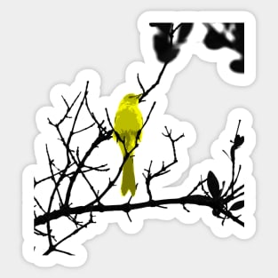 Yellow bird on a black tree Sticker